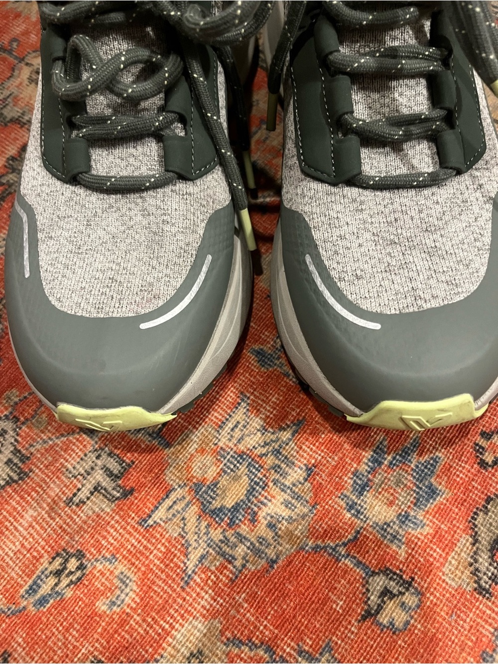 Vessi Grey Knit Ankle Boots with Olive and Lime Accents - Picture 12 of 14